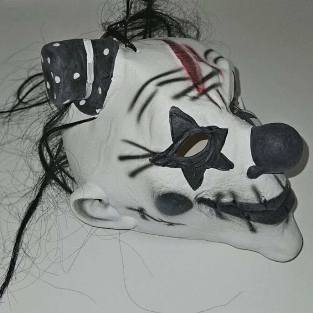 Killer Clown MASK AND BLACK COLLAR ONLY Halloween Costume Boys Medium NEVER USED